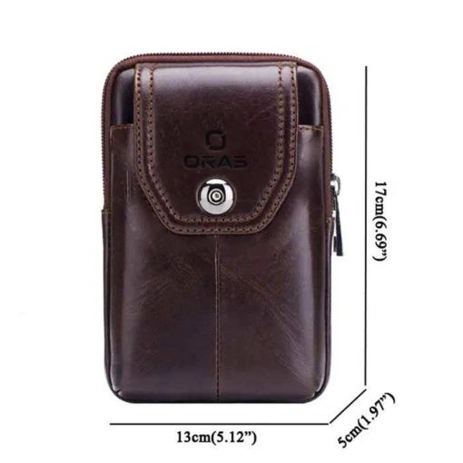 F117 ORAS Genuine Leather Mobile Belt Phone Bag