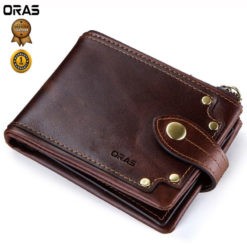 RA37A ORAS Genuine Leather Trifold Zipper Wallet